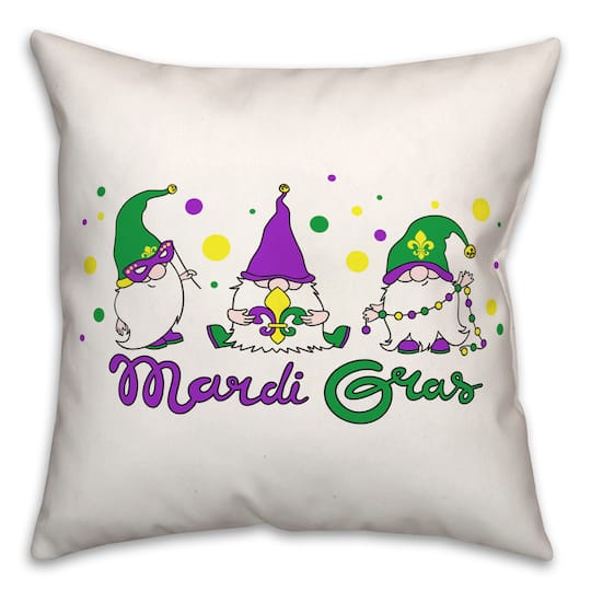 Mardi Gras Gnome Throw Pillow